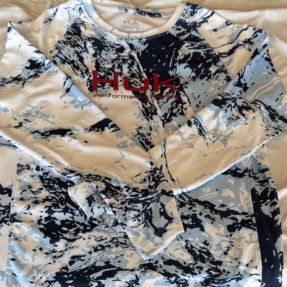Huk Boys Blue and White Performance Shirt